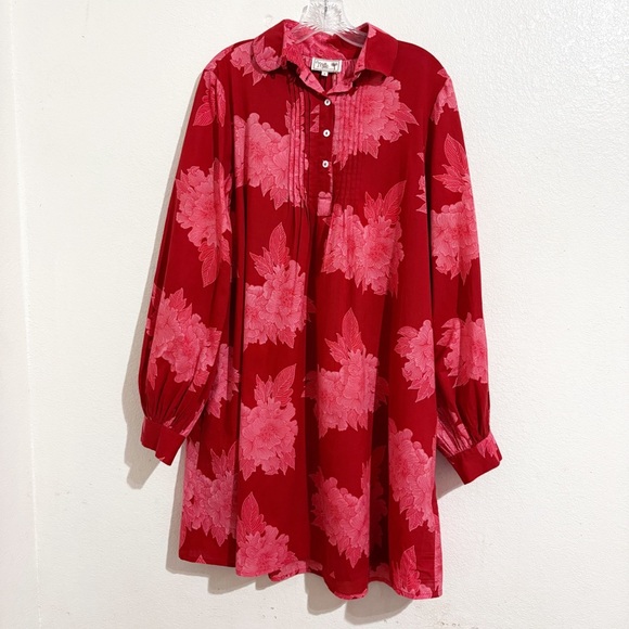 Mille Bonnie Long Puff Sleeve Mini Dress in Crimson Floral‎ - Picture 5 of 10